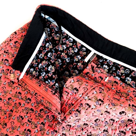 topshop pink floral print straight leg pants sz 8 - Picture 6 of 6